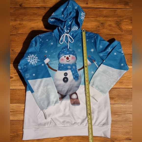 Super Cute Christmas Winter Snowman Double Sided Print Hoodie Pullover - Picture 6 of 10